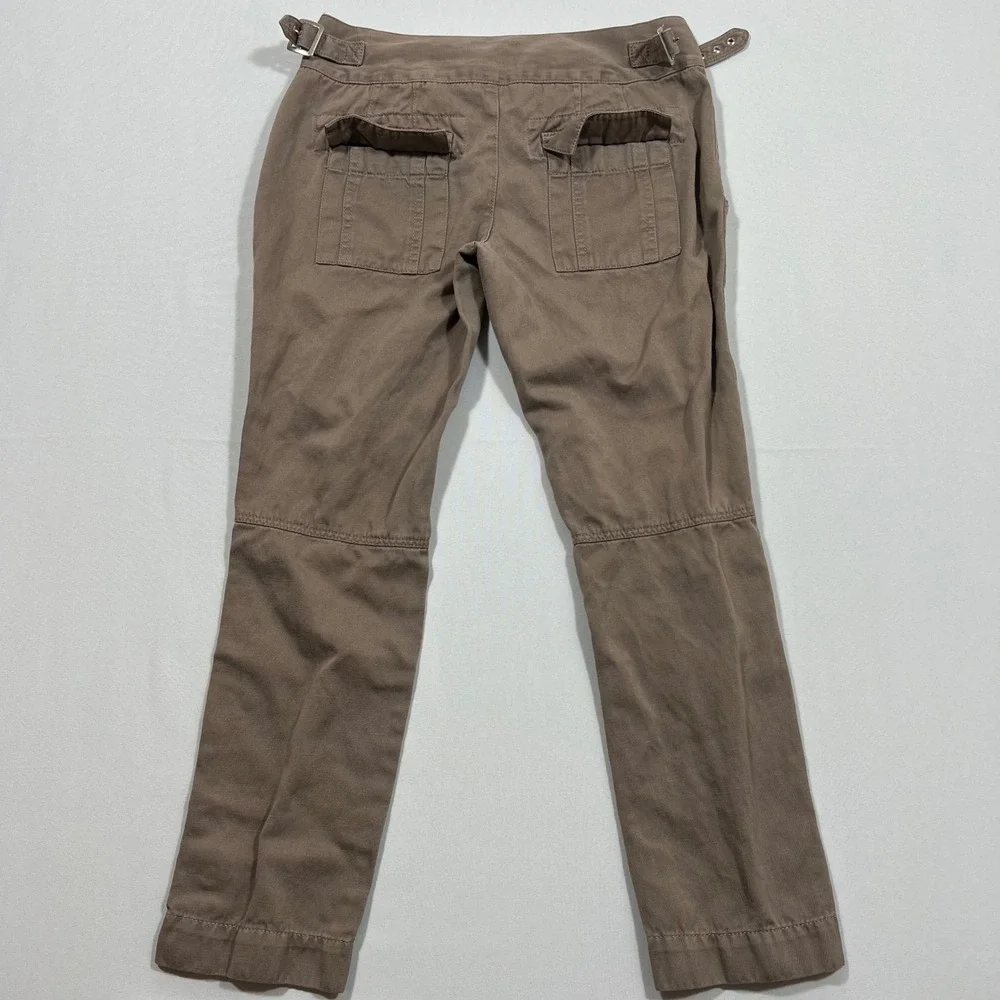 Banana Republic Heritage Utility Pants Italian Linen Blend Buckle Taupe Womens 2